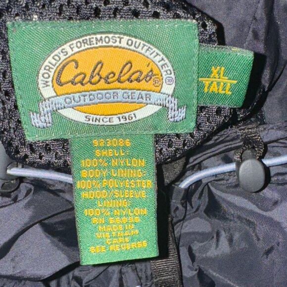 Cabelas XL Tall Black Nylon Hooded Jacket - Picture 4 of 10